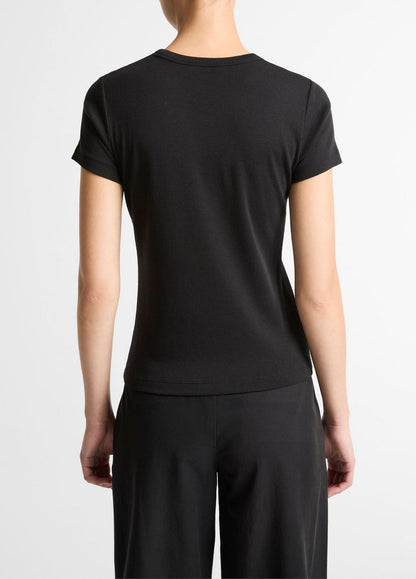 VINCE Women Pima Cotton-Blend '90s Shrunken T-Shirt in Short Sleeve BLACK