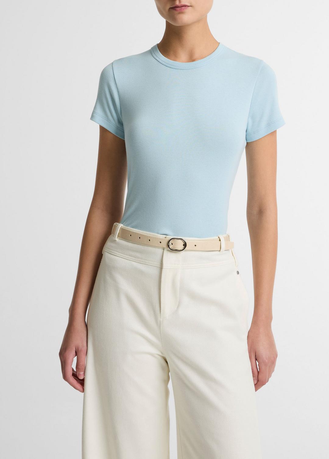 VINCE Women Pima Cotton-Blend '90s Shrunken T-Shirt in Short Sleeve CLEARWATER
