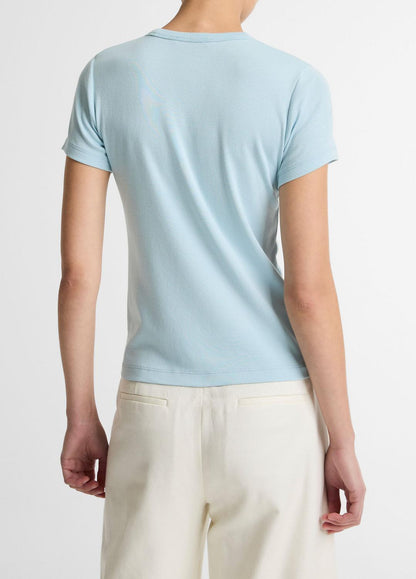 VINCE Women Pima Cotton-Blend '90s Shrunken T-Shirt in Short Sleeve CLEARWATER