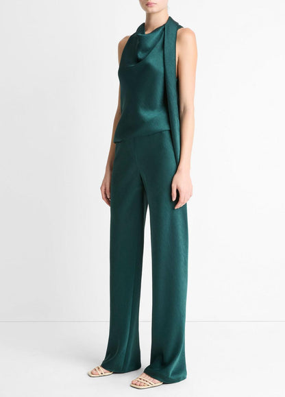 VINCE Women Colette High-Rise Fluid Satin Bias Pant in Trousers JUNIPER