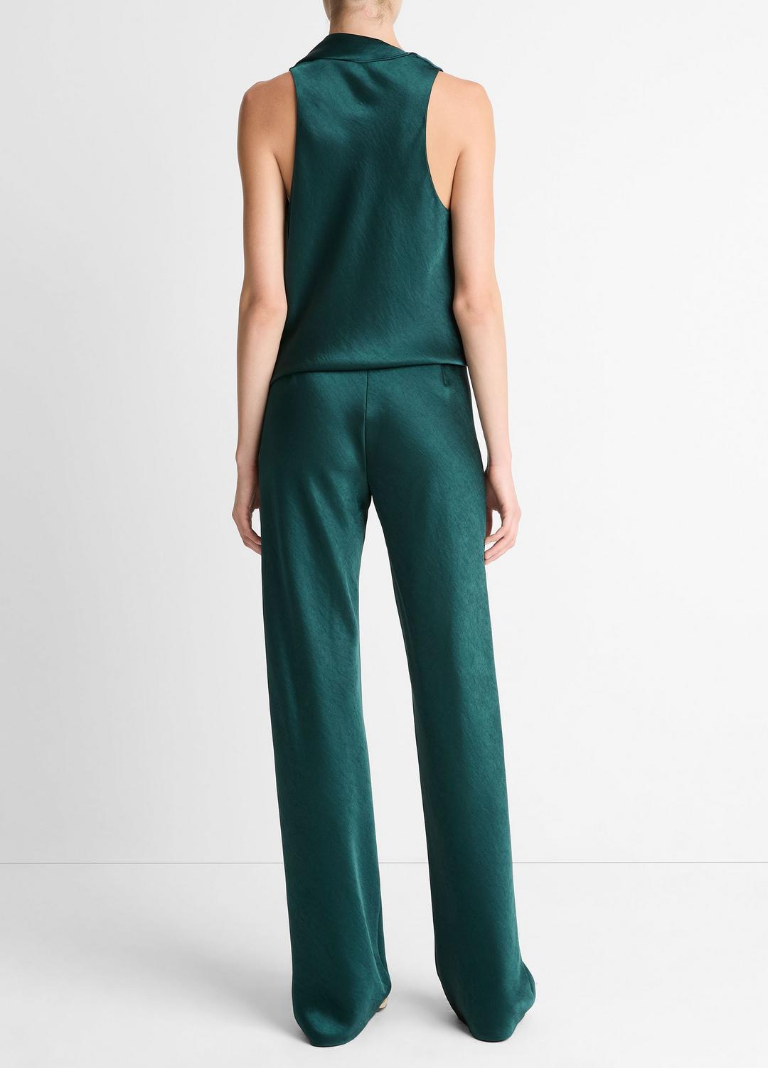 VINCE Women Colette High-Rise Fluid Satin Bias Pant in Trousers JUNIPER