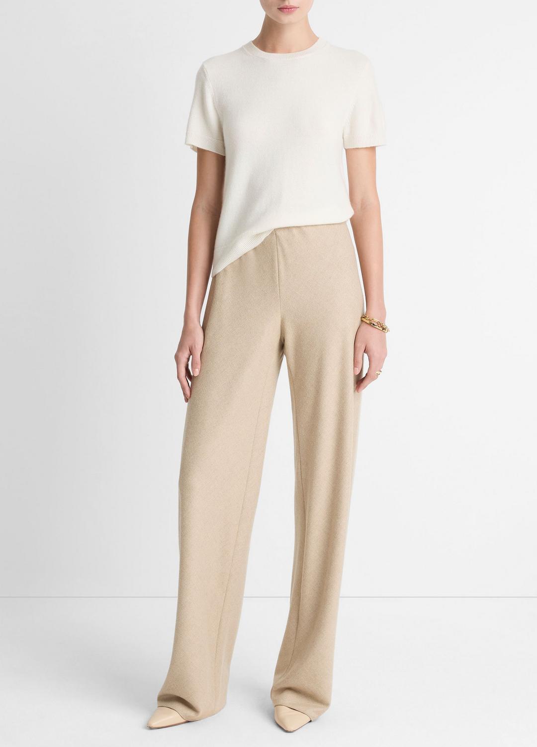 VINCE Women Italian Wool-Blend High-Waist Bias Pant in Trousers OATMEAL