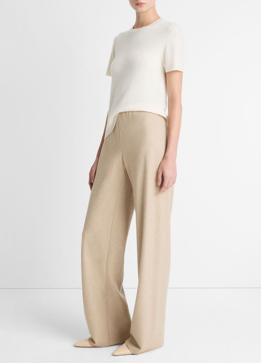 VINCE Women Italian Wool-Blend High-Waist Bias Pant in Trousers OATMEAL