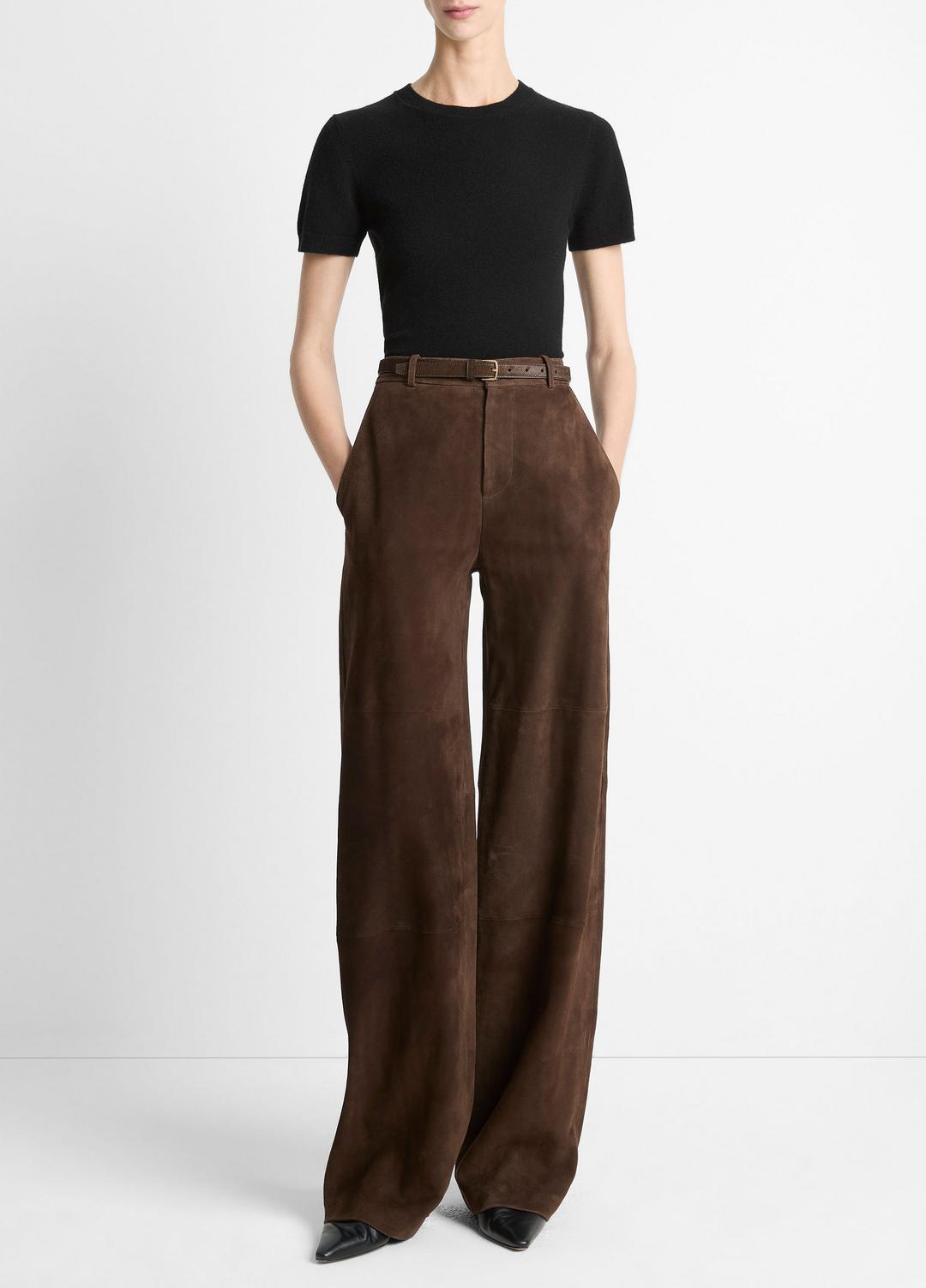 VINCE Women Suede Mid-Rise Trouser in Trousers DEEP ESPRESSO