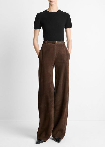VINCE Women Suede Mid-Rise Trouser in Trousers DEEP ESPRESSO