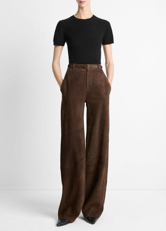 VINCE Women Suede Mid-Rise Trouser in Trousers DEEP ESPRESSO