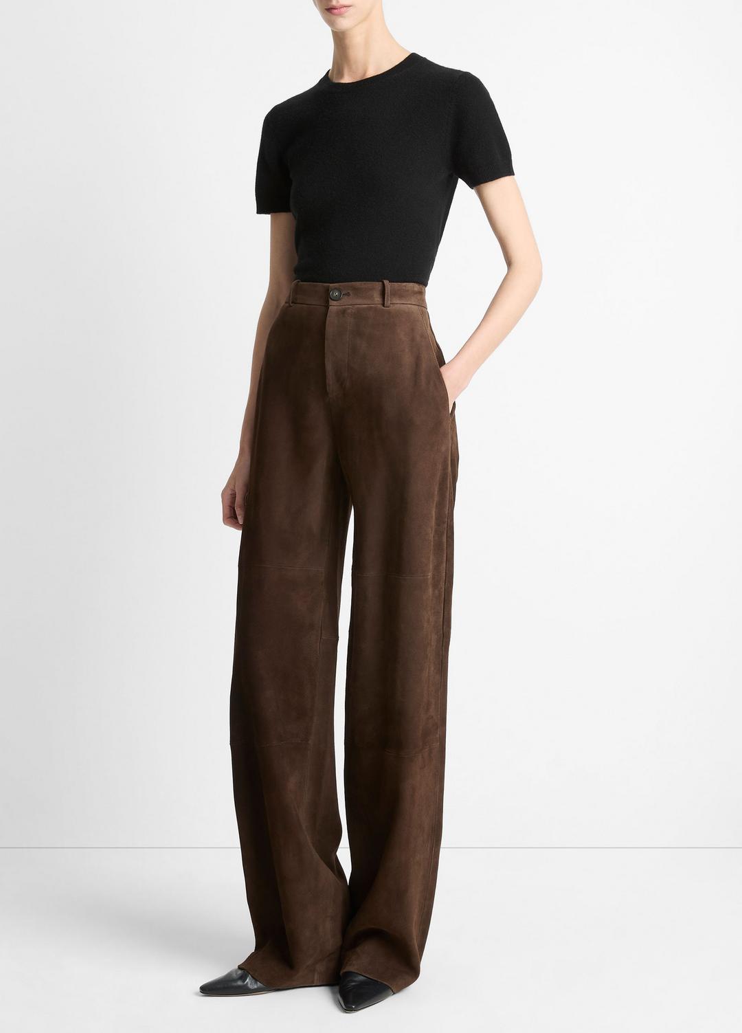 VINCE Women Suede Mid-Rise Trouser in Trousers DEEP ESPRESSO