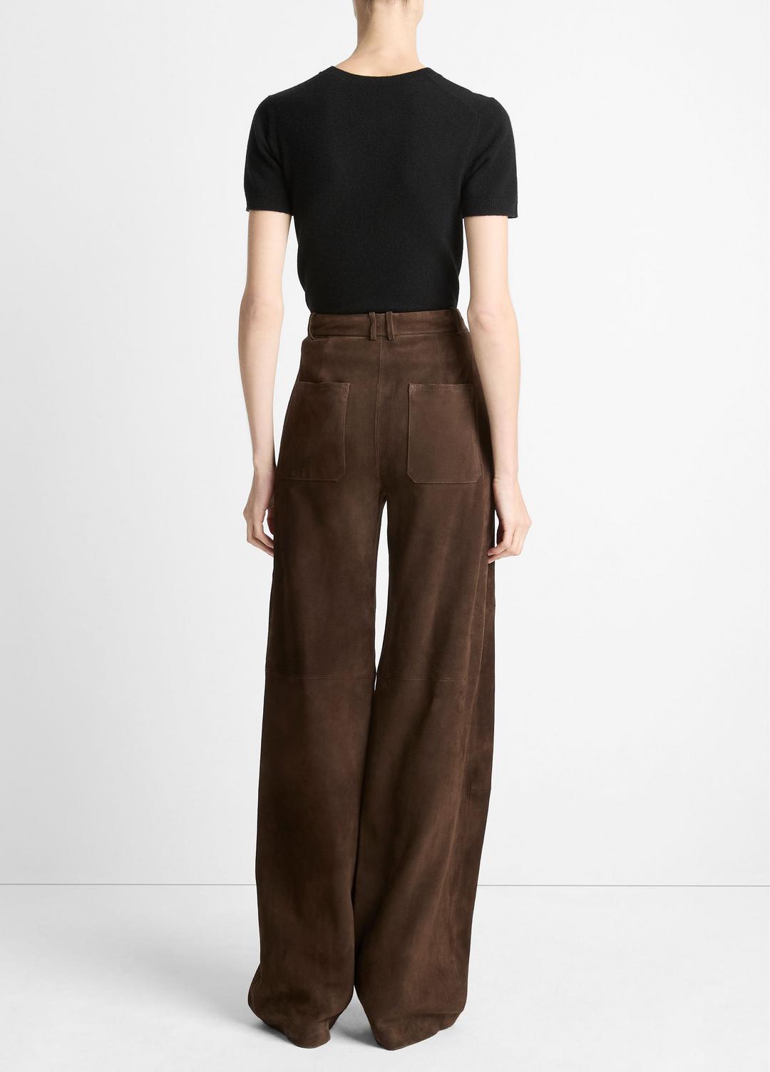 VINCE Women Suede Mid-Rise Trouser in Trousers DEEP ESPRESSO