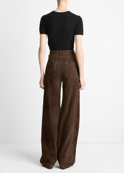 VINCE Women Suede Mid-Rise Trouser in Trousers DEEP ESPRESSO