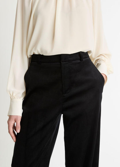 VINCE Women Italian Velvet High-Waist Wide-Leg Trouser in Wide Leg BLACK