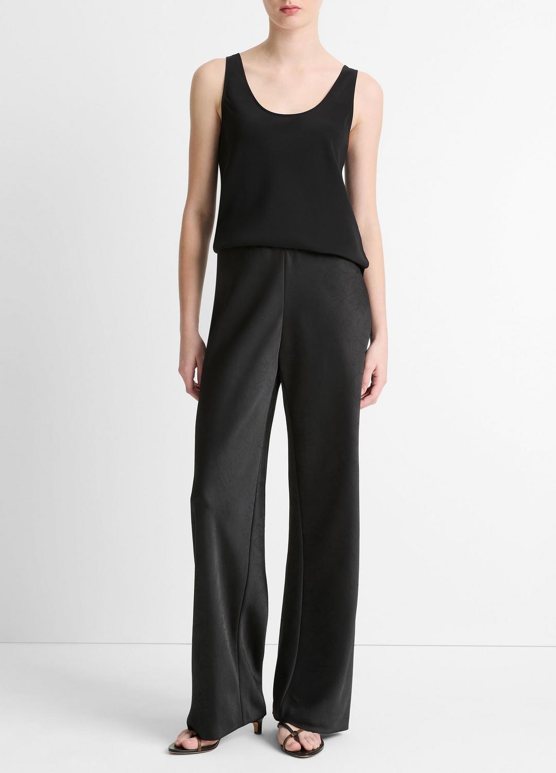 VINCE Women Colette High-Rise Fluid Satin Bias Pant in Trousers BLACK