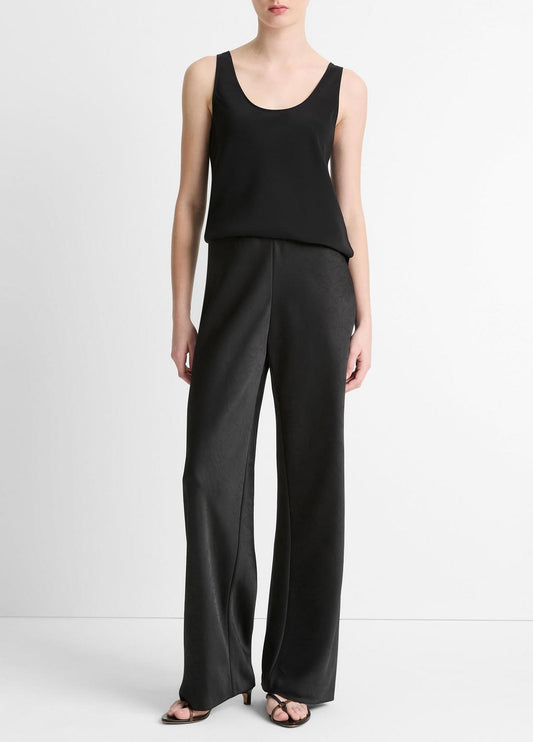 VINCE Women Colette High-Rise Fluid Satin Bias Pant in Trousers BLACK