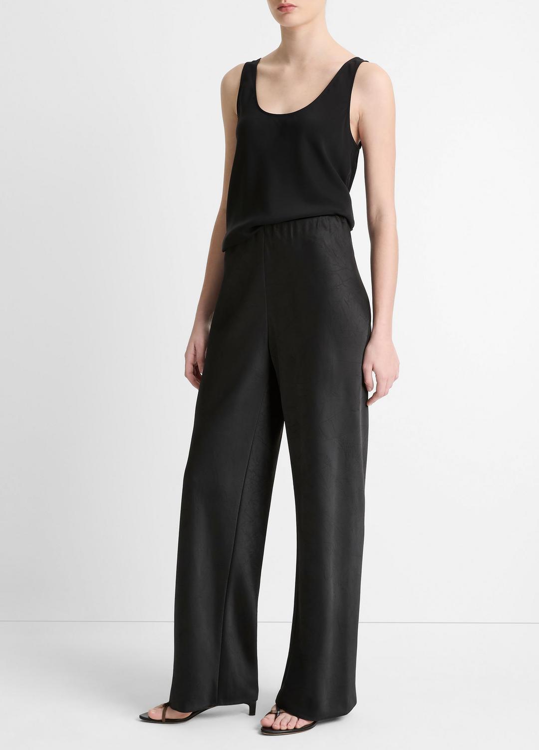 VINCE Women Colette High-Rise Fluid Satin Bias Pant in Trousers BLACK