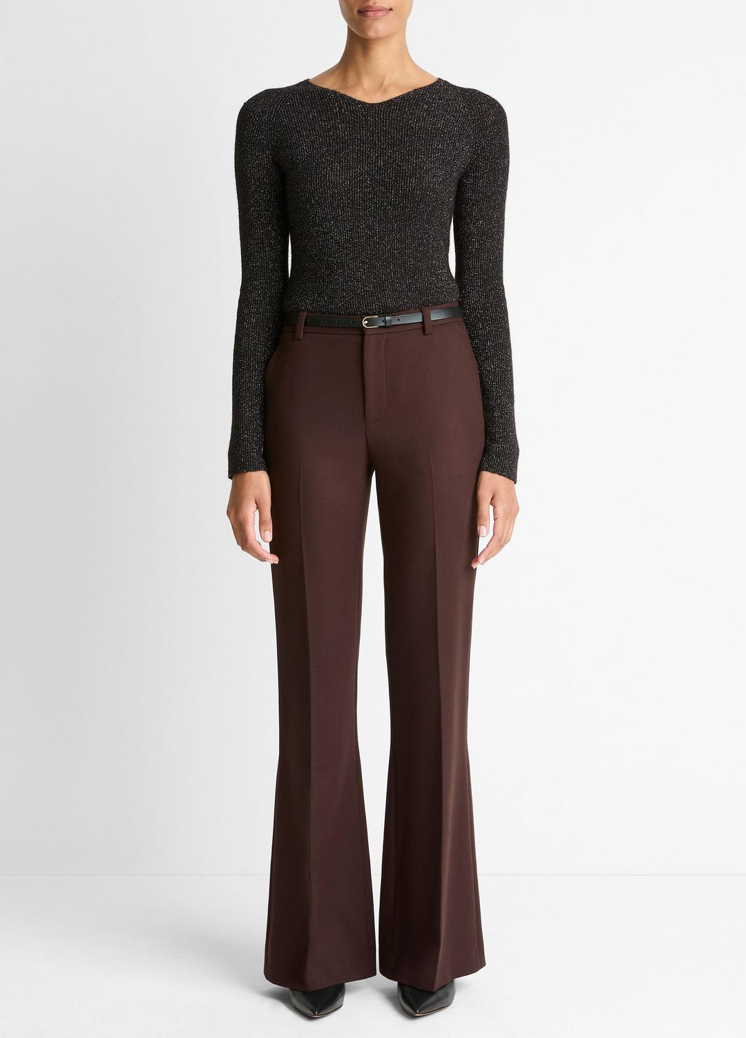 VINCE Women Sculptural Flare Trouser in Trousers BLACK GRAPE