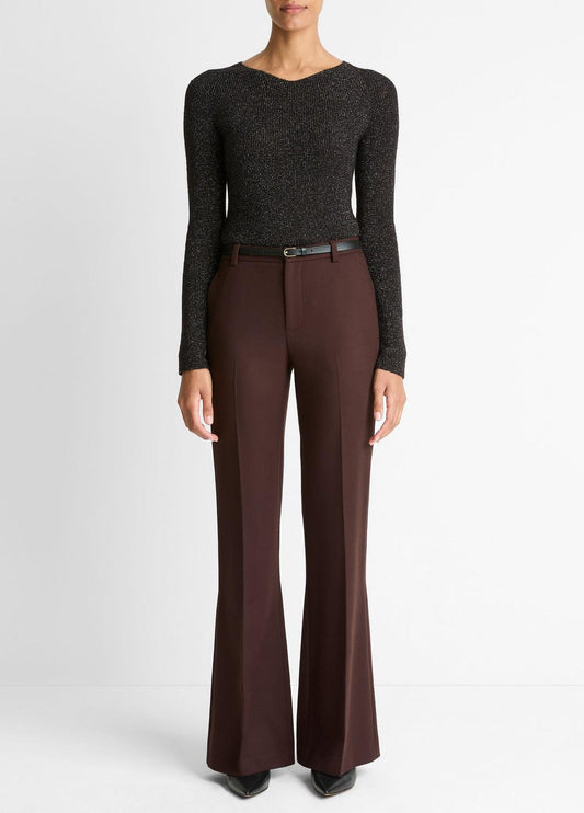 VINCE Women Sculptural Flare Trouser in Trousers BLACK GRAPE