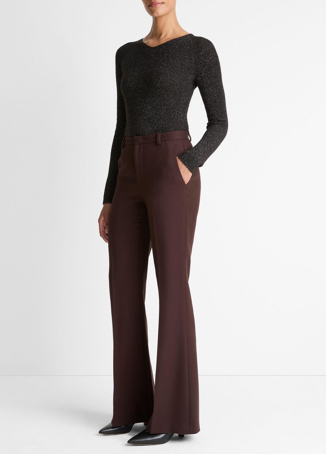 VINCE Women Sculptural Flare Trouser in Trousers BLACK GRAPE