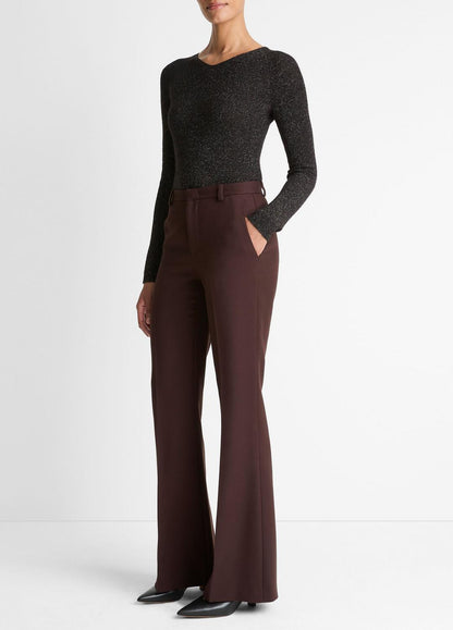 VINCE Women Sculptural Flare Trouser in Trousers BLACK GRAPE
