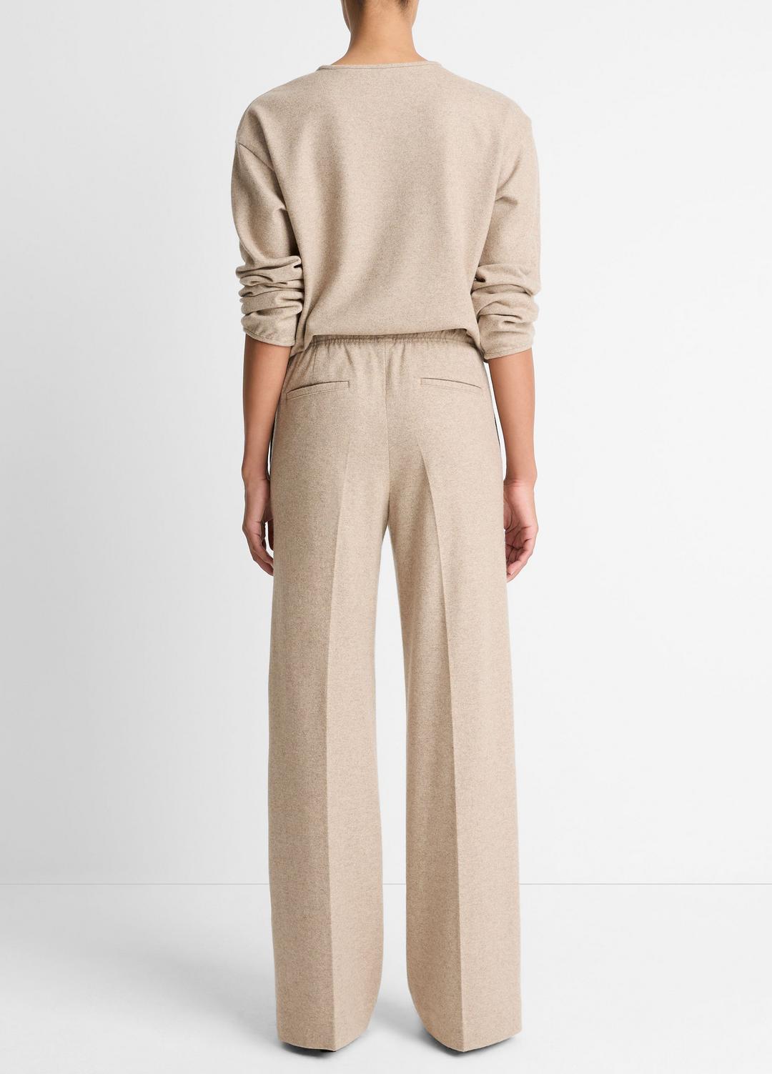 VINCE Women Wool-Blend Tailored Wide-Leg Pant in Wide Leg HEATHER MARZIPAN