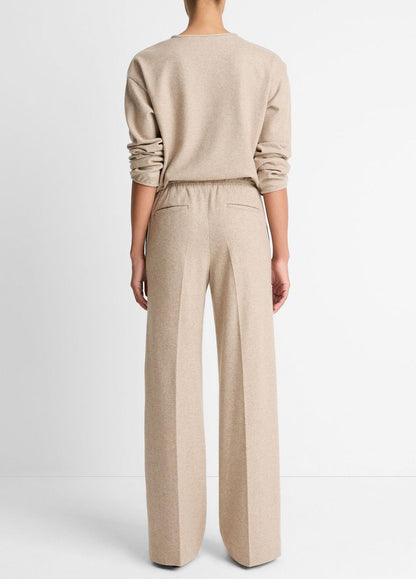 VINCE Women Wool-Blend Tailored Wide-Leg Pant in Wide Leg HEATHER MARZIPAN