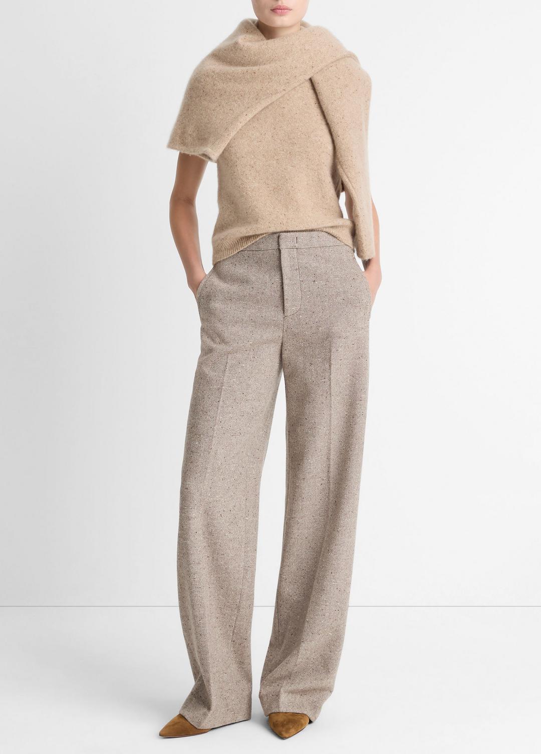 VINCE Women Donegal Wool-Blend Wide-Leg Trouser in Trousers OAT STONE