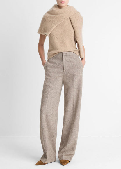 VINCE Women Donegal Wool-Blend Wide-Leg Trouser in Trousers OAT STONE
