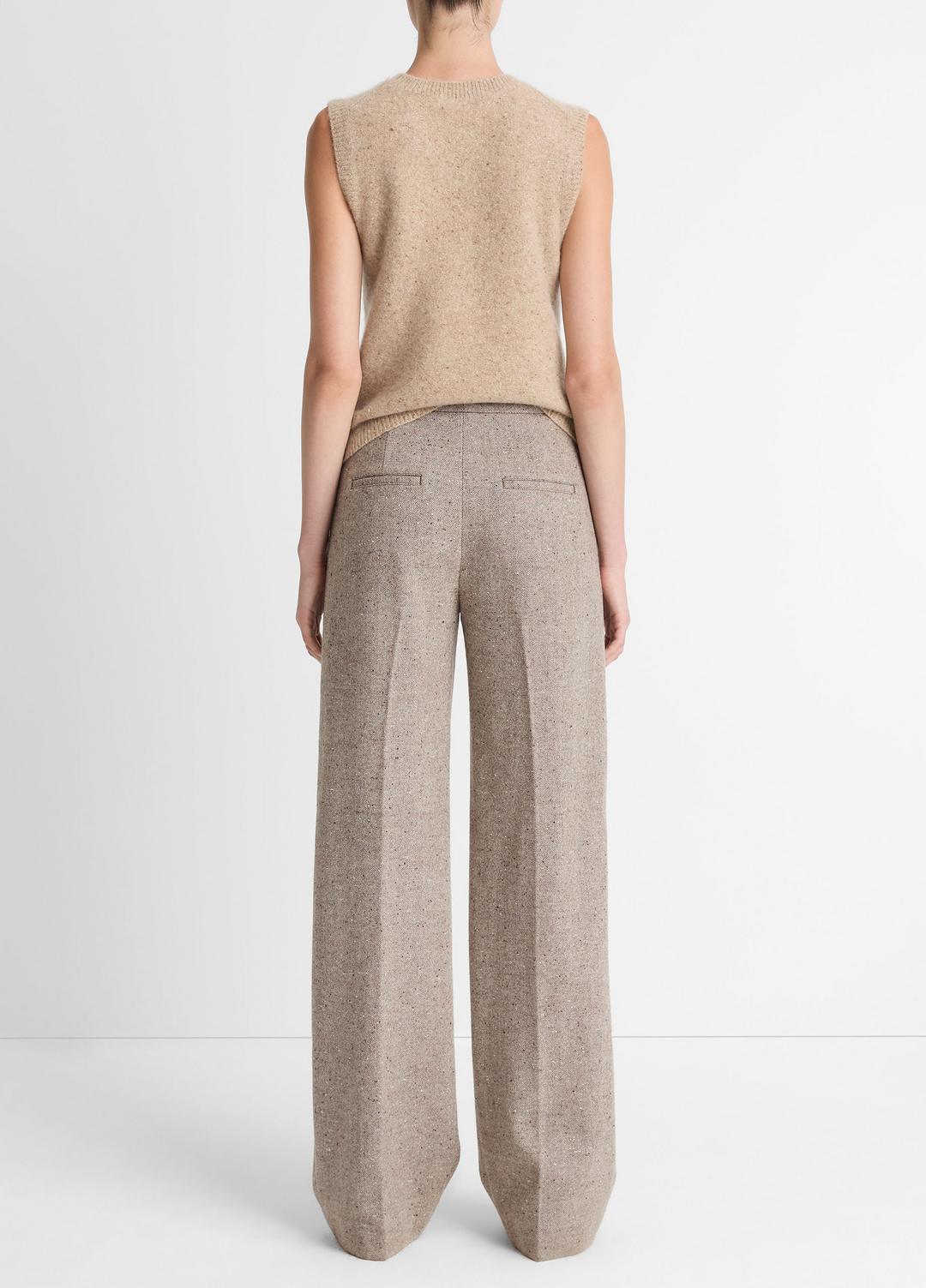 VINCE Women Donegal Wool-Blend Wide-Leg Trouser in Trousers OAT STONE