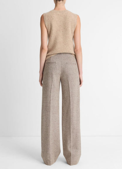 VINCE Women Donegal Wool-Blend Wide-Leg Trouser in Trousers OAT STONE