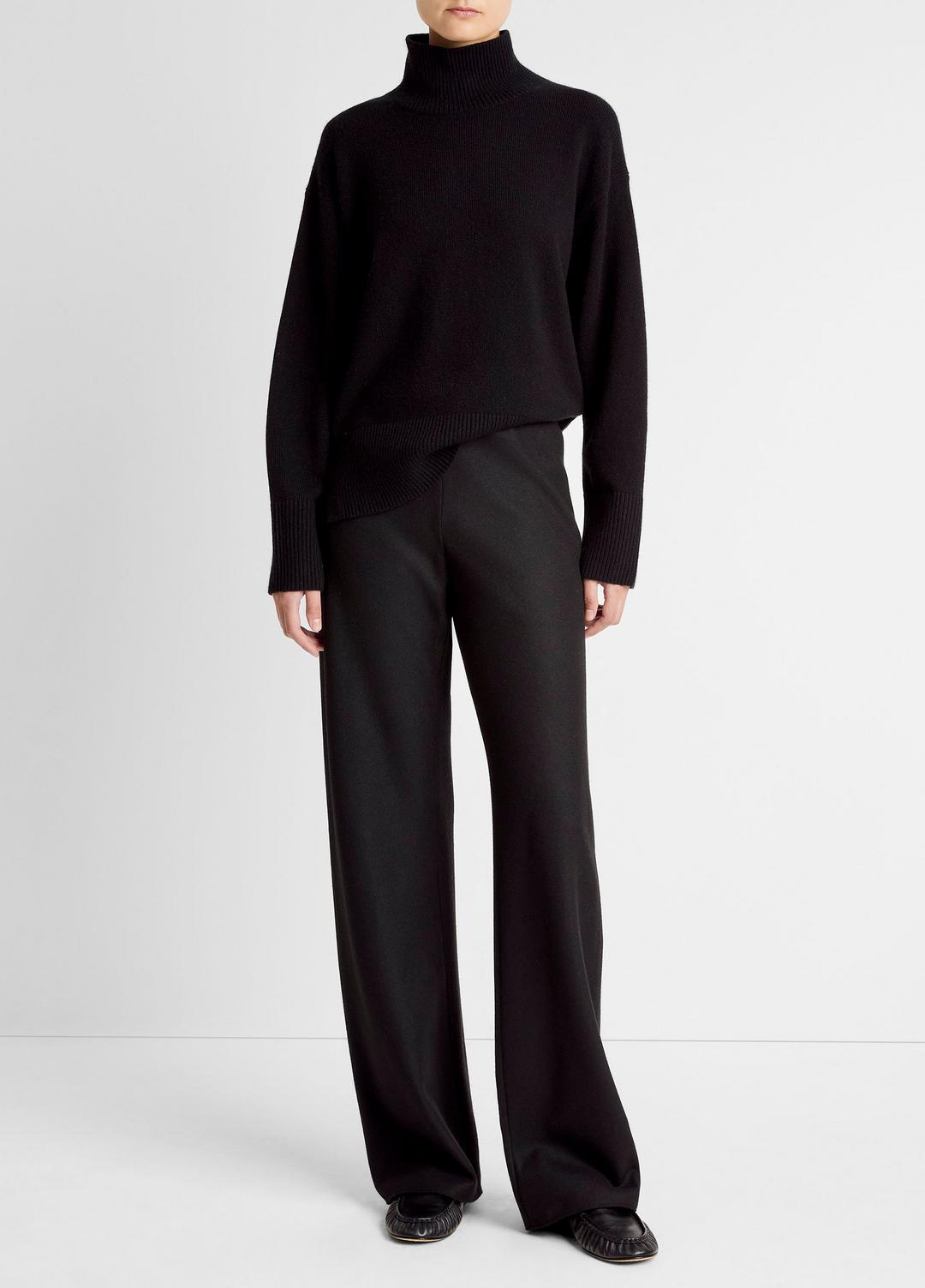 VINCE Women Italian Wool-Blend High-Waist Bias Pant in Trousers BLACK
