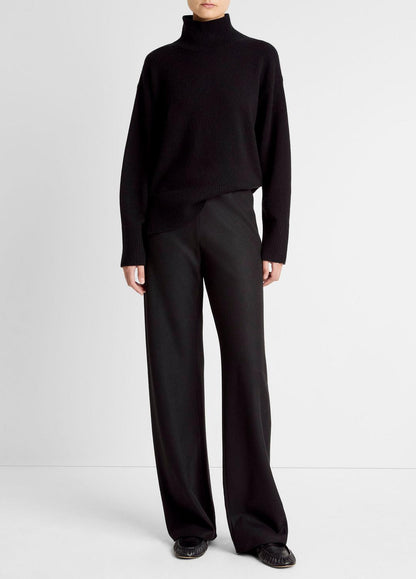 VINCE Women Italian Wool-Blend High-Waist Bias Pant in Trousers BLACK
