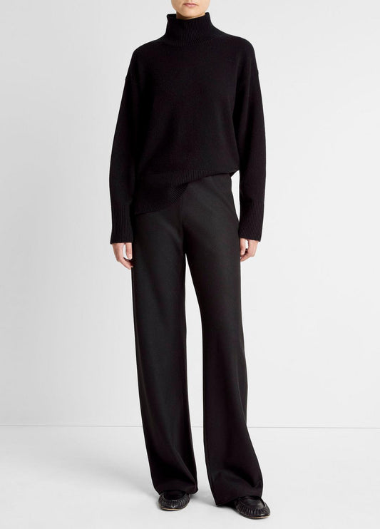 VINCE Women Italian Wool-Blend High-Waist Bias Pant in Trousers BLACK
