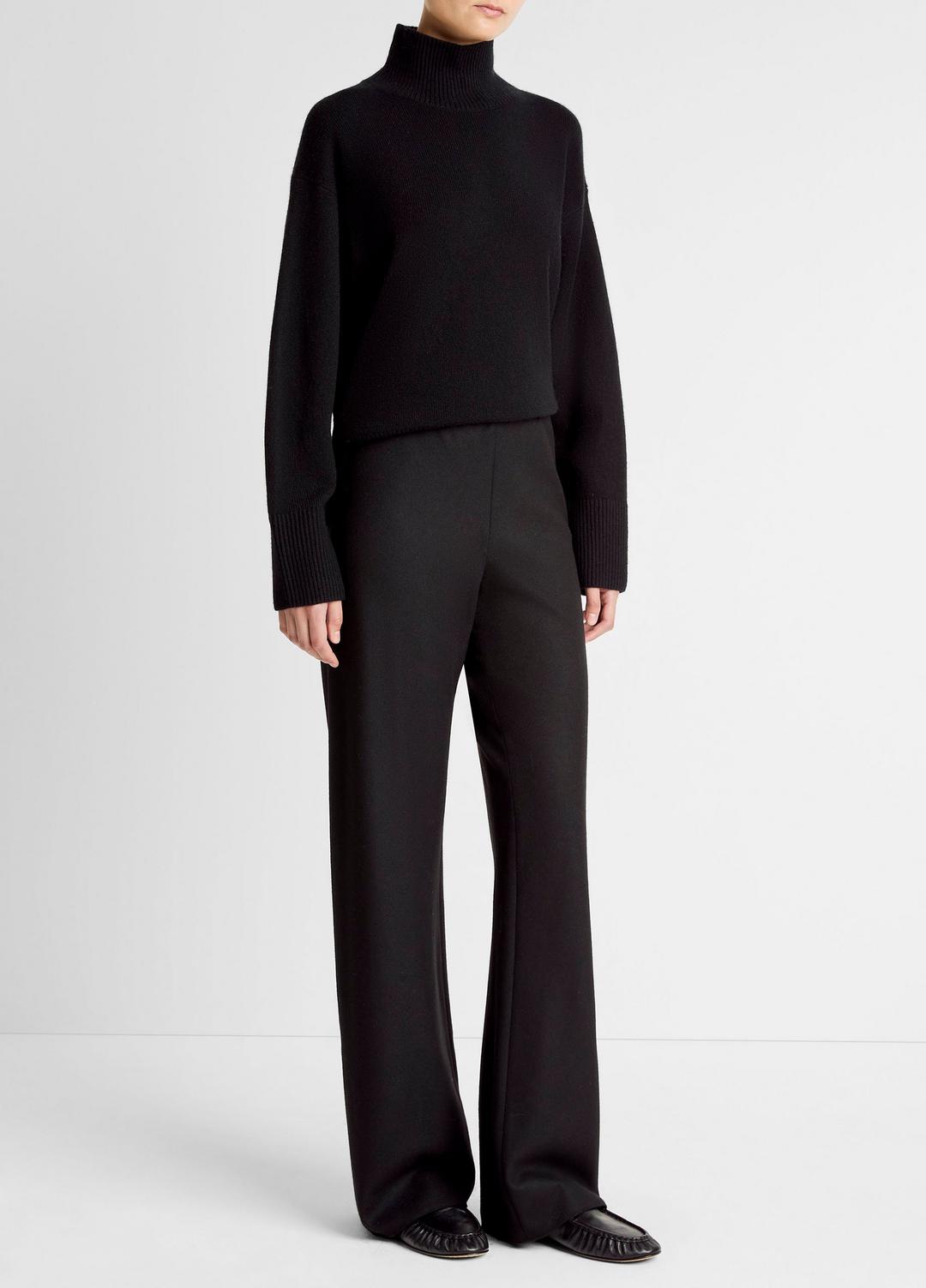 VINCE Women Italian Wool-Blend High-Waist Bias Pant in Trousers BLACK