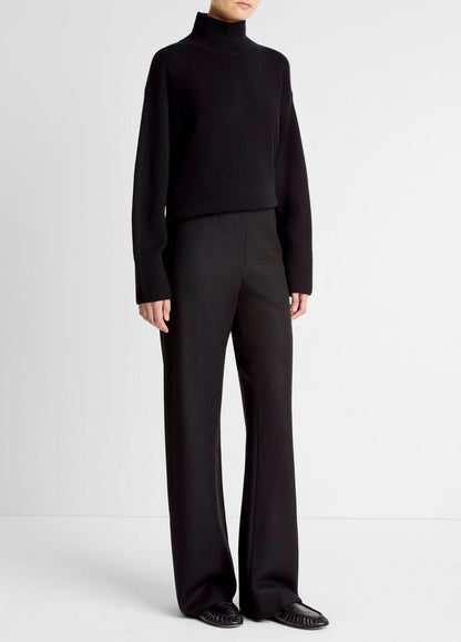 VINCE Women Italian Wool-Blend High-Waist Bias Pant in Trousers BLACK