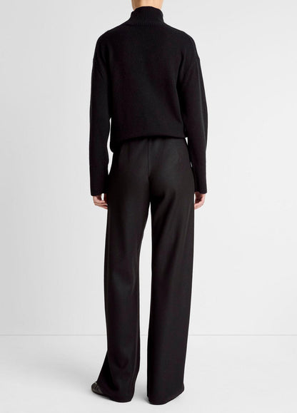 VINCE Women Italian Wool-Blend High-Waist Bias Pant in Trousers BLACK