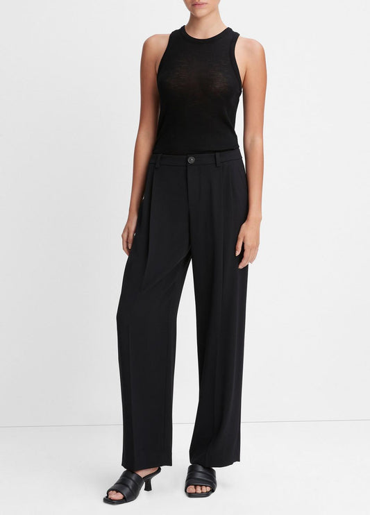 VINCE Women Drop-Waist Pleated Crepe Trouser in Trousers BLACK