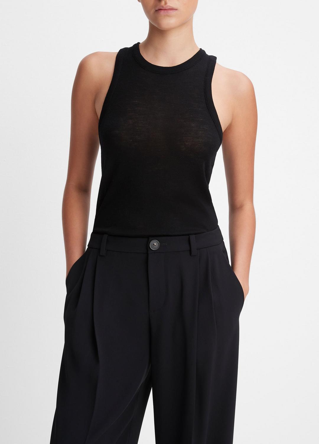 VINCE Women Drop-Waist Pleated Crepe Trouser in Trousers BLACK
