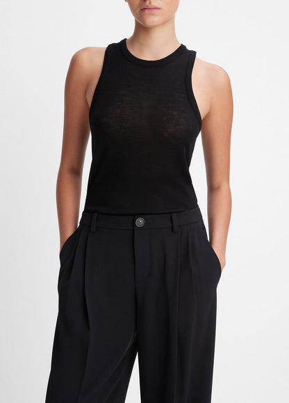 VINCE Women Drop-Waist Pleated Crepe Trouser in Trousers BLACK