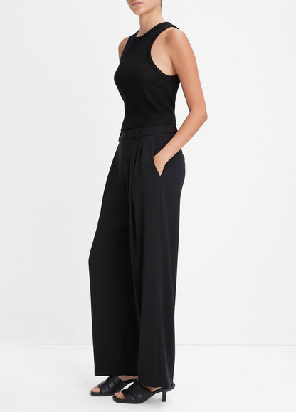 VINCE Women Drop-Waist Pleated Crepe Trouser in Trousers BLACK