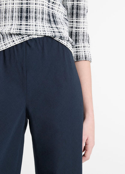 VINCE Women Cotton-Blend High-Waist Bias Pant in Wide Leg COASTAL BLUE