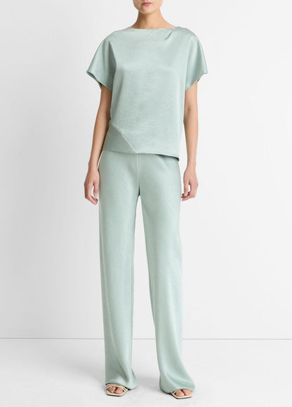 VINCE Women Colette High-Rise Fluid Satin Bias Pant in Trousers ALOE STONE