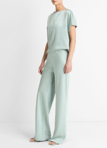 VINCE Women Colette High-Rise Fluid Satin Bias Pant in Trousers ALOE STONE
