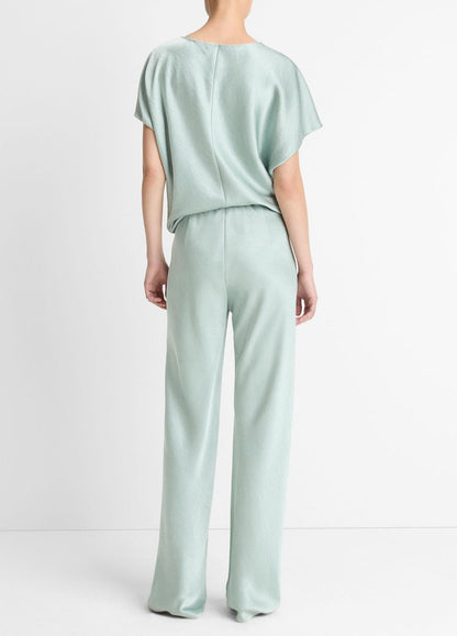 VINCE Women Colette High-Rise Fluid Satin Bias Pant in Trousers ALOE STONE
