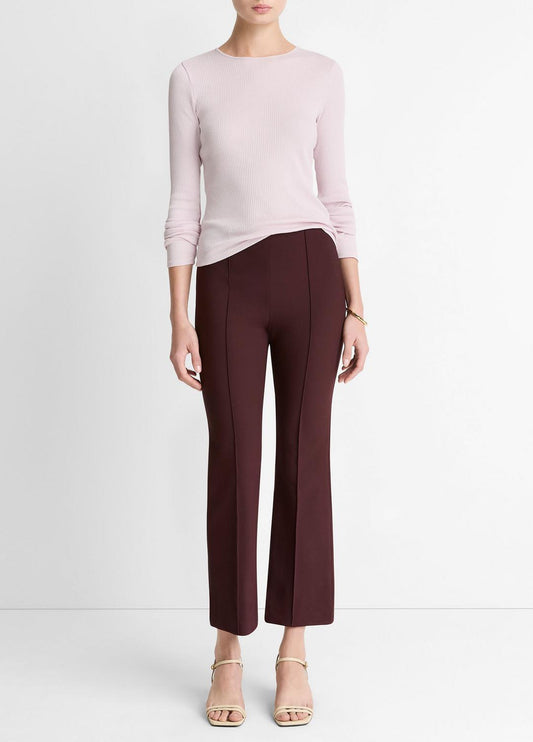 VINCE Women Niki Mid-Rise Pintuck Crop Flare Pant in Trousers OXBLOOD