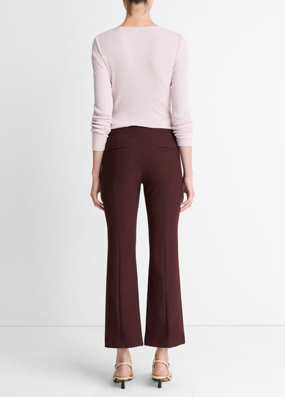 VINCE Women Niki Mid-Rise Pintuck Crop Flare Pant in Trousers OXBLOOD
