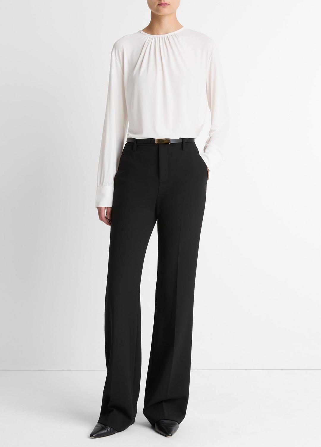 VINCE Women Mid-Rise Tailored Flare Pant in Trousers BLACK