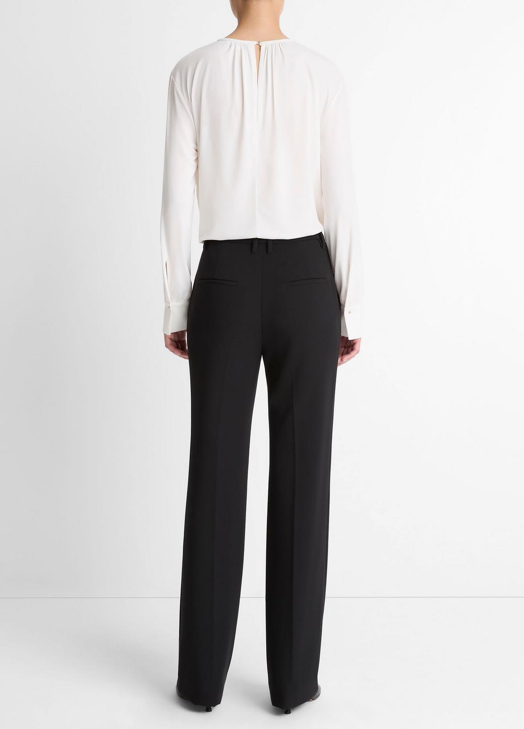 VINCE Women Mid-Rise Tailored Flare Pant in Trousers BLACK