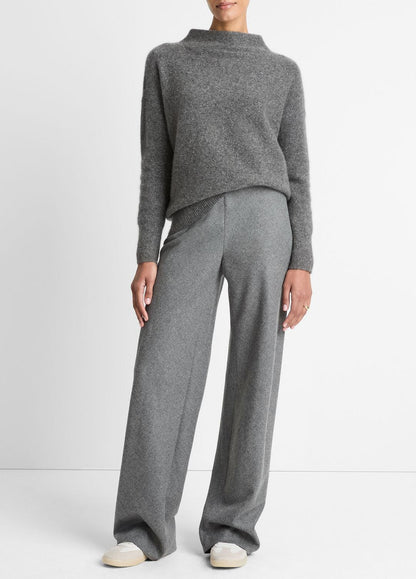 VINCE Women Italian Wool-Blend High-Waist Bias Pant in Trousers MEDIUM HEATHER GREY