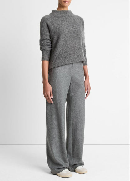 VINCE Women Italian Wool-Blend High-Waist Bias Pant in Trousers MEDIUM HEATHER GREY