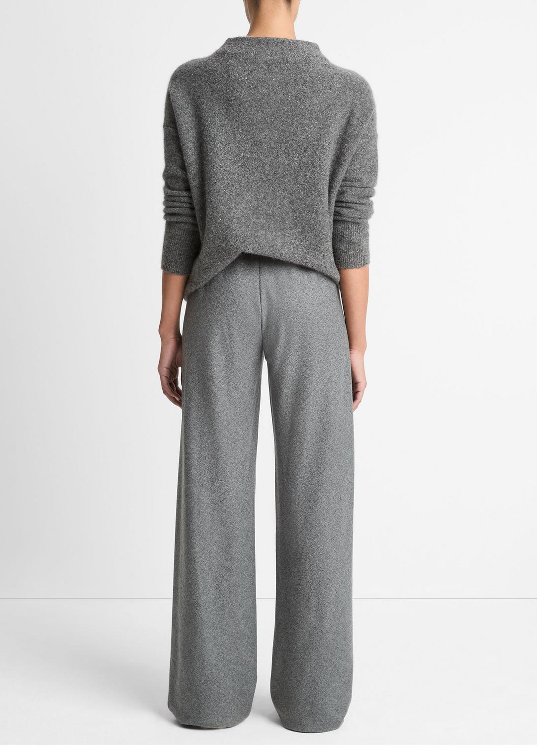VINCE Women Italian Wool-Blend High-Waist Bias Pant in Trousers MEDIUM HEATHER GREY