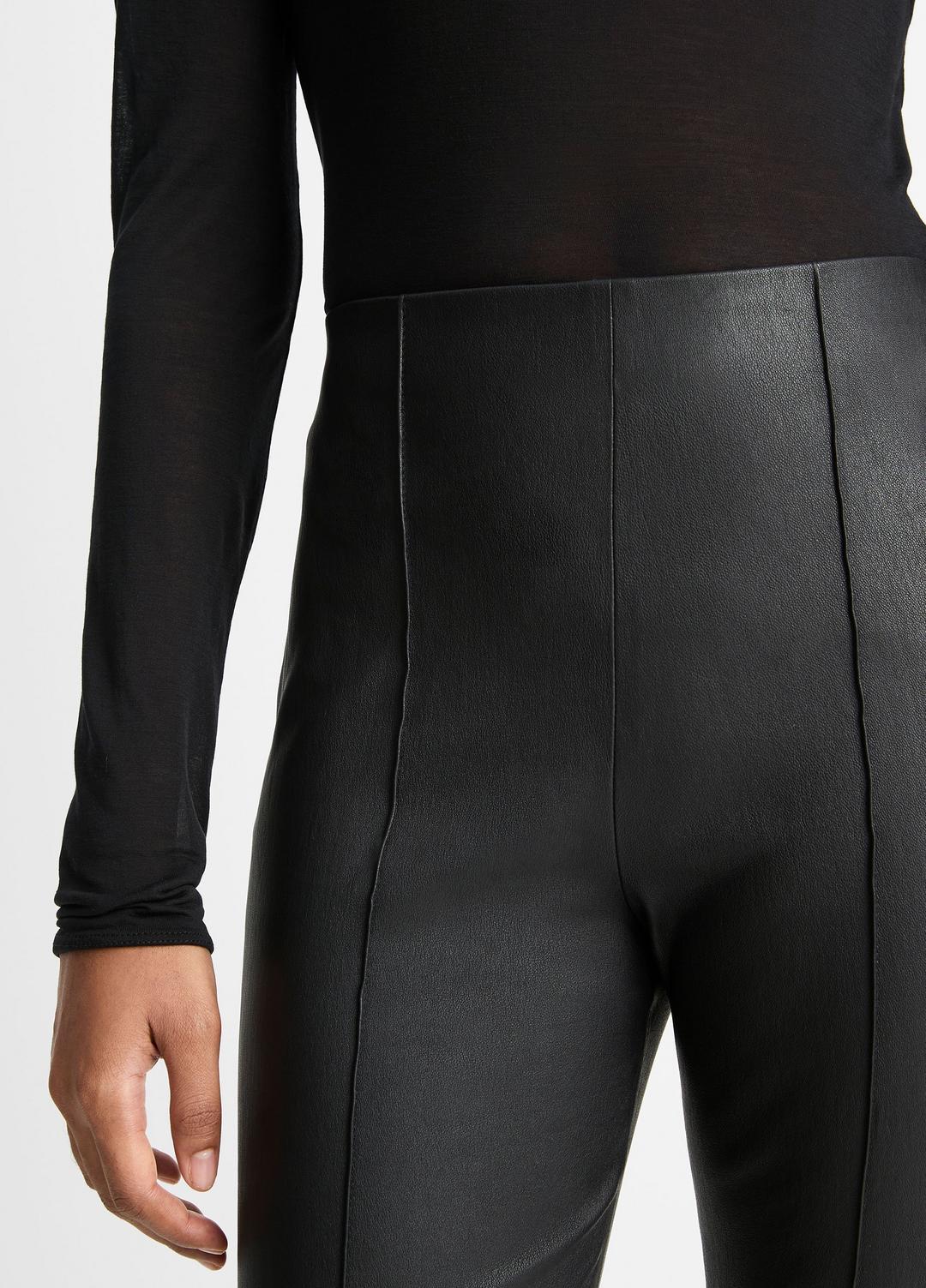 VINCE Women Stretch-Leather Crop Flare Pant in Trousers BLACK