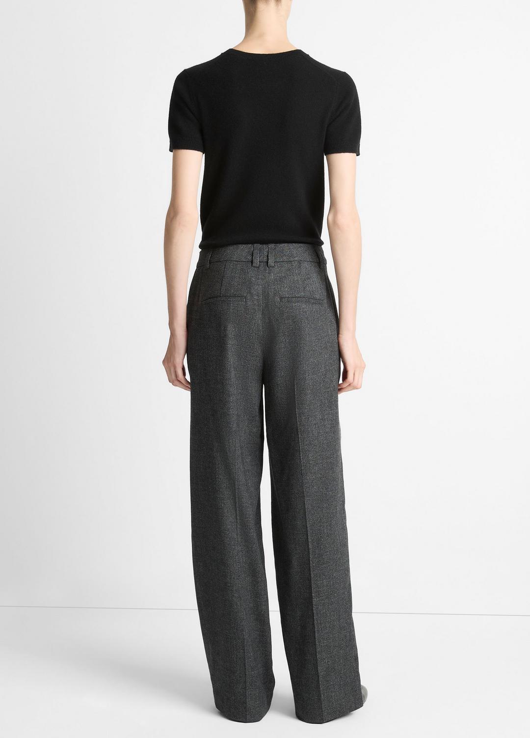 VINCE Women Italian Jaspe Pintuck High-Waist Wide-Leg Pant in Wide Leg MEDIUM HEATHER GREY